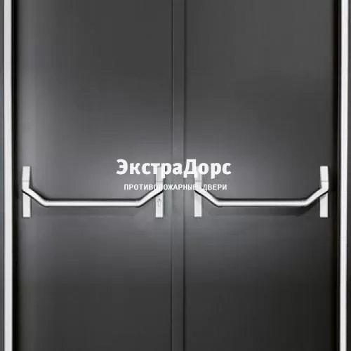 Противопожарная дверь черная двухстворчатая с антипаникой