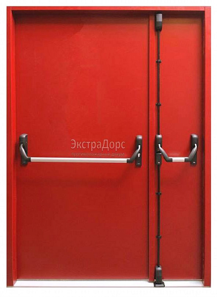 Противопожарная дверь EI 60 дымогазонепроницаемая красная с антипаникой в Электростали  купить