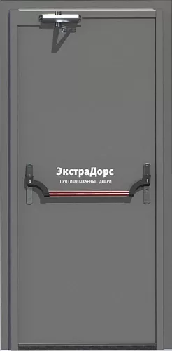 Противопожарная дверь однопольная серая с антипаникой