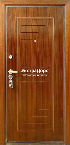 Противопожарная дверь однопольная с мдф дуб с резьбой