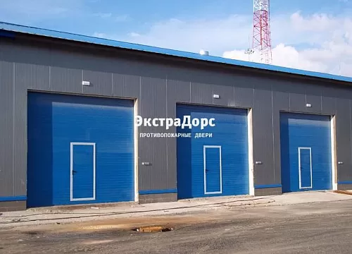 Подъемные противопожарные ворота 2 типа синие