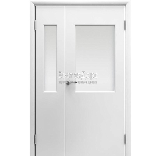 Противопожарная дверь полуторная со стеклом и выпадающим порогом Противопожарная дверь полуторная со стеклом и выпадающим порогом