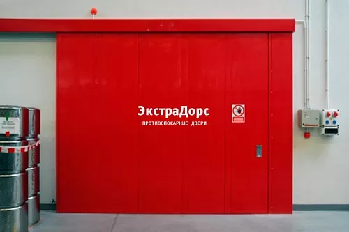 Промышленные откатные противопожарные красные ворота