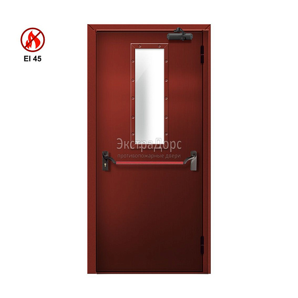 Противопожарная дверь EI 45 ДМП-01-EI45 ДП148 однопольная остекленная с антипаникой в Электростали  купить