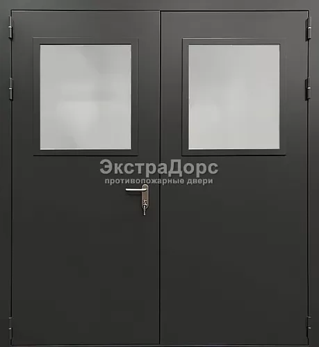 Металлическая противопожарная дверь EI 30 ДМП-01-30 металлическая двупольная с огнеупорной ручкой