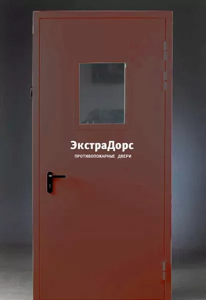 Противопожарная дверь коричневая со стеклом