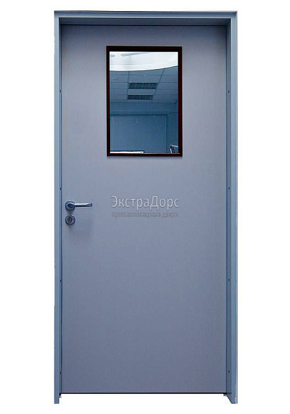 Дверь противопожарная металлическая однопольная EI 30 газодымонепроницаемая со стеклом в Электростали  купить
