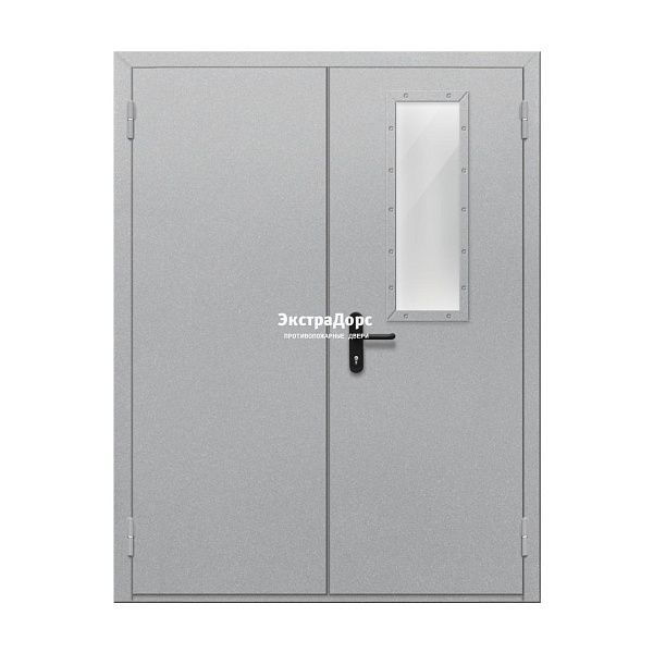 Двупольная огнестойкая дверь EI 60 ДО-02-EI-60 двупольная остеклённая с прямоугольным стеклом в Электростали  купить