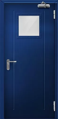 Дверь противопожарная металлическая одностворчатая дымогазонепроницаемая со стеклом ДП-252